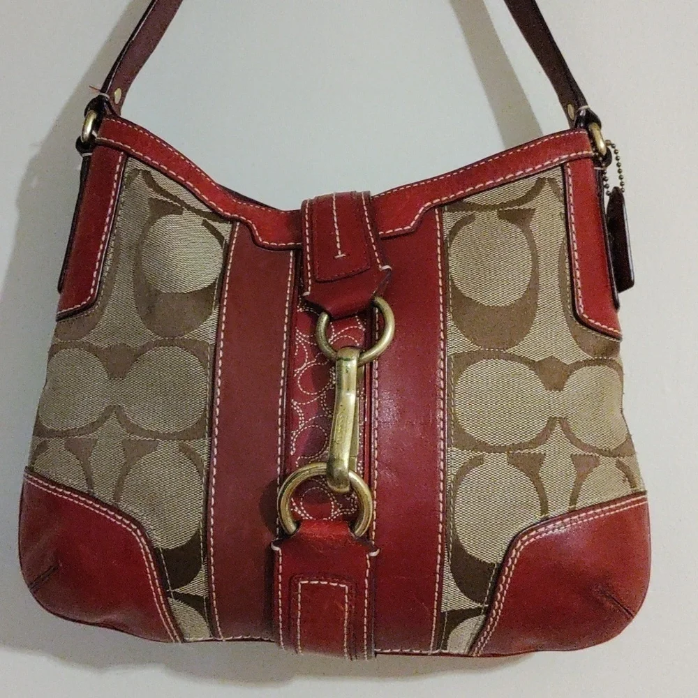 RARE Vintage Coach Y2K Hampton Signature C Hobo – Burgundy Leather Shoulder Bag